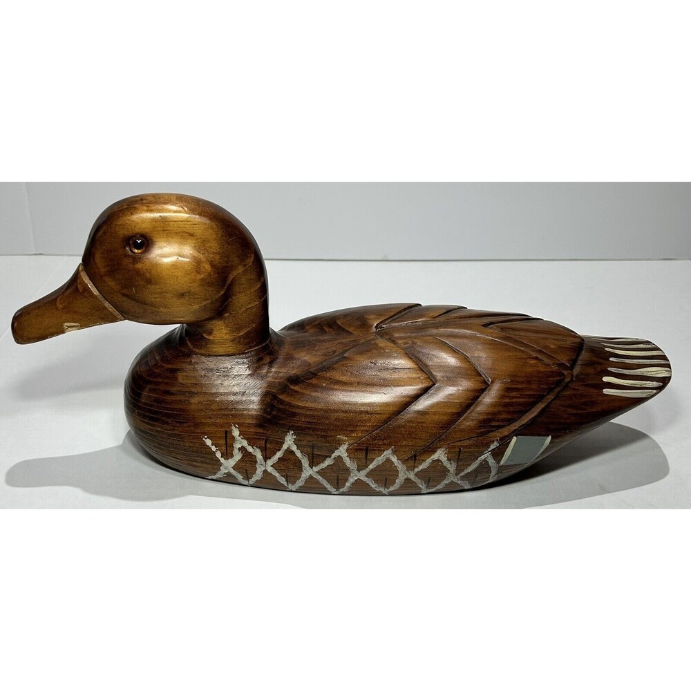 Vintage Wood Duck Decoy Hunting Glass Eye Outdoors Hand Painted - Picture 3 of 6